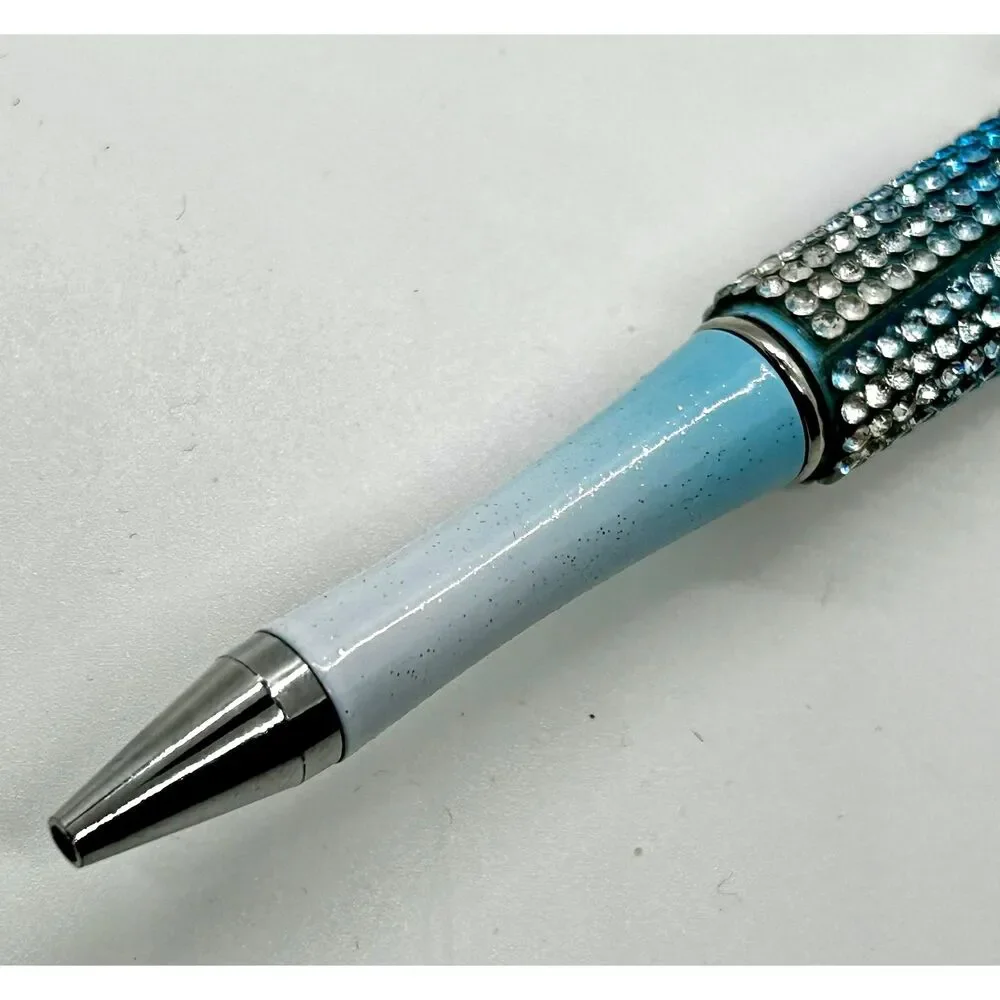 Unique Handmade Blue Ombre Iridescent Crystals Beaded Pen